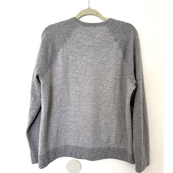 Vince Gray Color Block Raglan Long Sleeve Crewneck Wool Blend Mens Sweater Sz L - Picture 3 of 8